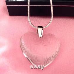 Lalique Clear Roses Stunning Heart Pendant Sterling Silver Chain Bnb
