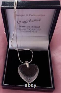 Lalique Clear Roses Stunning Heart Pendant Sterling Silver Chain Bnb