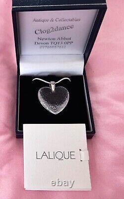 Lalique Clear Roses Stunning Heart Pendant Sterling Silver Chain Bnb