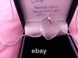 Lalique Clear Roses Stunning Heart Pendant Sterling Silver Chain Bnb