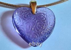 Lalique Clear Roses Stunning Heart Pendant Sterling Silver Chain Bnb