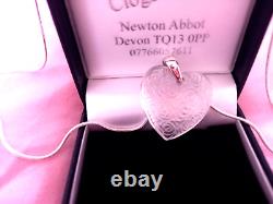 Lalique Necklace Roses Stunning Heart Pendant Sterling Chain