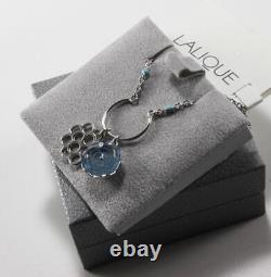 Lalique Rose Flower Crystal 925 Sterling Silver Enamel Necklace 2 Pendant Charm