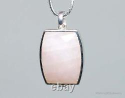 Large Designer ELLE Rose Quartz Ruby Sterling Silver Necklace Pendant