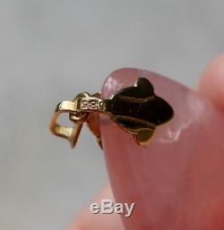 Large Rose Quartz Stone Drop 585 14k Gold Pendant Necklace
