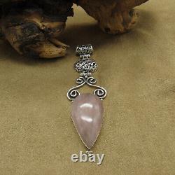 Large Three Part Sterling Silver and Rose Quartz Pendant