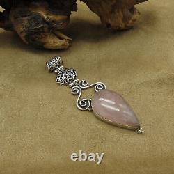 Large Three Part Sterling Silver and Rose Quartz Pendant