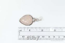 Large Vintage Rose Quartz Sterling Silver Necklace Pendant
