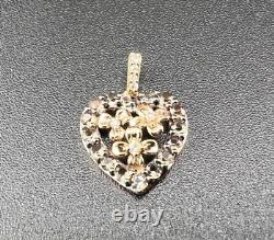 Le Vian 14k Rg Rose Gold Smoky Quartz Diamond Floral Heart Pendant