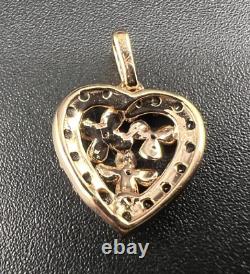 Le Vian 14k Rg Rose Gold Smoky Quartz Diamond Floral Heart Pendant