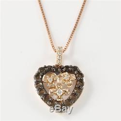 Le Vian 14k Rose Gold Diamond & Smoky Quartz Heart Pendant Necklace