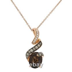 Le Vian Oval Cut Smoky Quartz & Diamond Pendant Necklace 14k Rose Gold. 25ctw