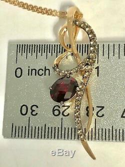 Le Vian Raspberry Rhodolite & Chocolate Quartz Heart Pendant Necklace in 14k RG