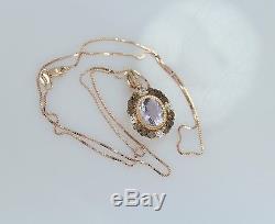 LeVian 14K Rose Gold Amethyst Smoky Quartz White Sapphire Necklace Pendant