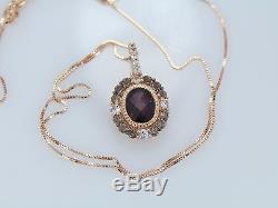 LeVian 14K Rose Gold Chocolate Quartz Sapphire Garnet Pendant Necklace
