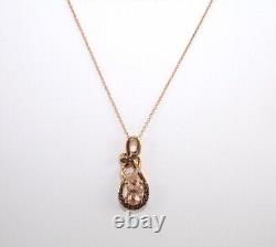 LeVian 14K Rose Gold Morganite Smoky Quartz & Diamond Pendant Necklace 18 LMI2