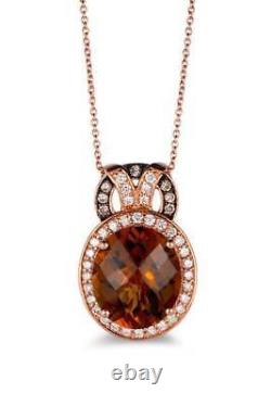 LeVian 14K Rose Gold Smoky Quartz H-I SI2 Chocolate Diamond 6.68 cts Necklace