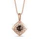 LeVian 14K Rose Gold Smoky Quartz Round Nude Diamond Pretty Pendant Necklace