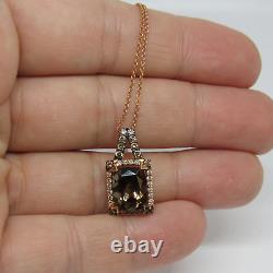 LeVian 14k Rose Gold Chocolate Diamonds Smoky Quartz Pendant Necklace 18 in