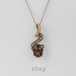 LeVian 14k Rose Gold, Chocolate Quartz, Diamond Pendant Necklace 18