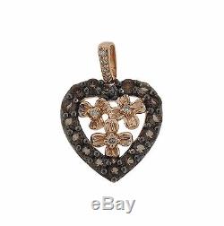 LeVian 14k Rose Gold Smokey Quartz Diamond Heart Pendant Retail $875
