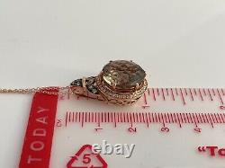LeVian Chocolate Diamonds Smoky Quartz Pendant Necklace 8.31 cttw 14k Rose Gold