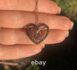 LeVian Pendant Morganite Chocolate Quartz Topaz Heart Necklace 14k Rose Gold NEW