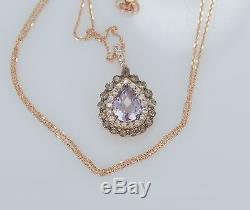 LeVian Princess Alexandra 14K Rose Gold Pear Chocolate Quartz Amethyst Necklace