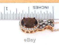 LeVian Smoky Quartz Chocolate Diamonds 1.21ct Pendant Necklace 14K Rose Gold NEW