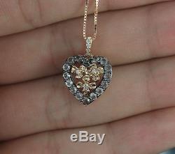 LeVian Smoky Quartz Diamond 14K Rose Gold Heart Flower Pendant Necklace