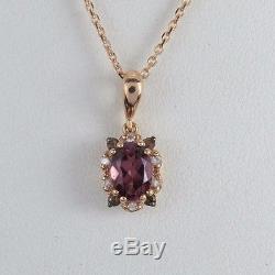 Levian 14K Rose Gold Chocolate Quartz Sapphire Rhodolite Pendant Necklace