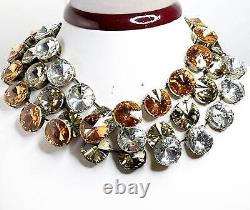 Light Silk Peach Clear Crystal Necklaces Georgian Collet Women Anna Wintour