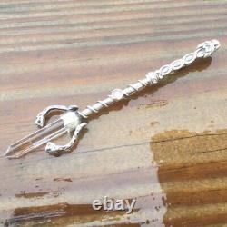 Lion Wand Pendant. 925 Sterling Silver with Natural Rose Quartz Crystal Point USA