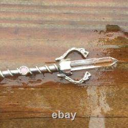 Lion Wand Pendant. 925 Sterling Silver with Natural Rose Quartz Crystal Point USA