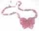 Lola Rose Butterfly Statement Pendant Necklace in Rose Quartz