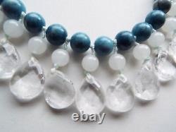 Lola Rose Fringe Ice Jade, Clear Rock Crystal & Blue Semi Precious 45cm Necklace