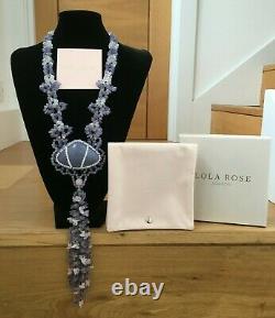 Lola Rose Grey Agate & Rose Quartz Pendant Necklace Showstopper Huge Bnib
