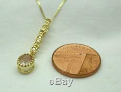 Lovely 9 carat Gold Rose Quartz And Diamond Pendant And Chain