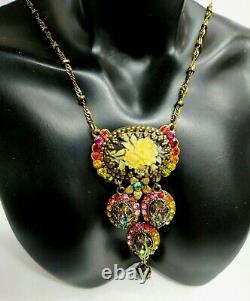 Lovely Michal Negrin Necklace Colourful Crystal Roses Swarovski