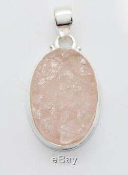Lovely Rose Quartz Sterling Silver Pendant With Large Bail 1.75