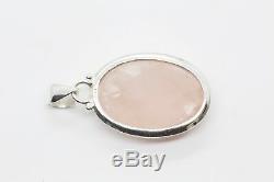 Lovely Rose Quartz Sterling Silver Pendant With Large Bail 1.75