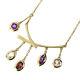 Lujiada K18YG Rhodolite Garnet Amethyst Rose Quartz Pendant Necklace Auth free