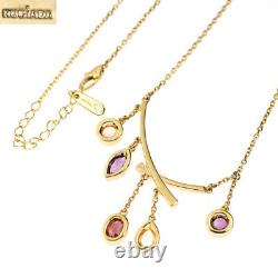 Lujiada K18YG Rhodolite Garnet Amethyst Rose Quartz Pendant Necklace Auth free