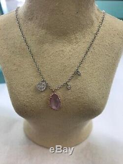 MEIRA T Rose Quartz & Diamond Necklace-14k Yellow Gold-16-18 inc