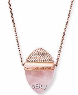 MICHAEL KORS MKJ5252791 Rose Gold Blush Pink Stone Pendant Necklace MKJ5252