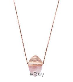 MICHAEL KORS MKJ5252791 Rose Gold Blush Pink Stone Pendant Necklace MKJ5252