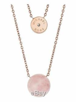 MICHAEL KORS MKJ5476791 Rose Gold Tone Blush Pink Stone Crystal Necklace MKJ5476