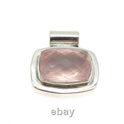 MIKE SMITH 925 Sterling Silver Vintage Real Rose Quartz Slide Pendant