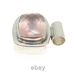 MIKE SMITH 925 Sterling Silver Vintage Real Rose Quartz Slide Pendant