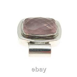 MIKE SMITH 925 Sterling Silver Vintage Real Rose Quartz Slide Pendant